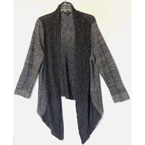 EILEEN FISHER 100% Linen Gray Knit Stretch Open Front Cardigan Sweater